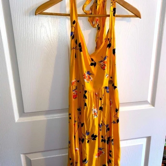 Urban Outfitters Yellow Pippa Floral Halter Mini Dress, Summer Sundress UO - Picture 10 of 12